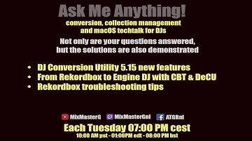 Rekordbox trouble shooting. Ask me Anything collection management, conversion and techtalk for DJs