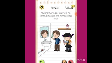 Brain test 4:: Tricky Friends New update level 8 My brother Lazy Larry is not letting me  use mirror