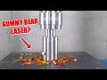 How small hole can gummy bears be pushed through with hydraulic press
