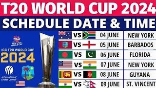 T20 world cup 2024 match schedule|T20 World cup 2024 all team match schedule and Time table #cricket