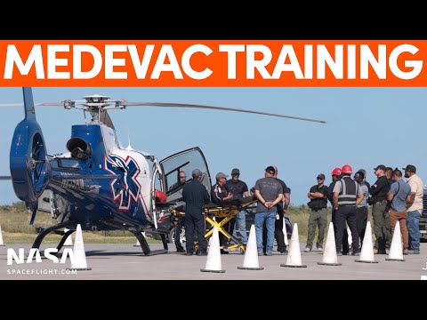 Medevac Helicopter Lands at Starbase for Training | SpaceX Boca Chica