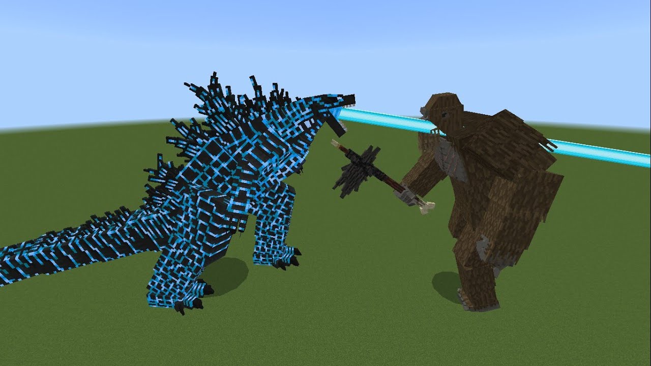 Supercharged Godzilla vs Titanus King Kong in Minecraft PE - YouTube