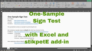 Excel - One-Sample Sign Test with stikpetE