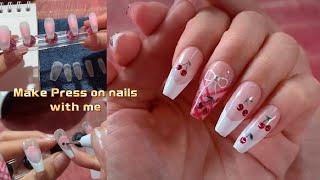 ASMR How To Make Press On Nails / Sweet Cherry Nails