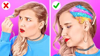 COOL HAIR TRICKS AND HACKS  || DIYY Colorful Hair Hacks And Tips By 123 GO LIke!