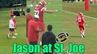 Travis excitedly danced around when his brother Jason Kelce arrived at the Chiefs camp