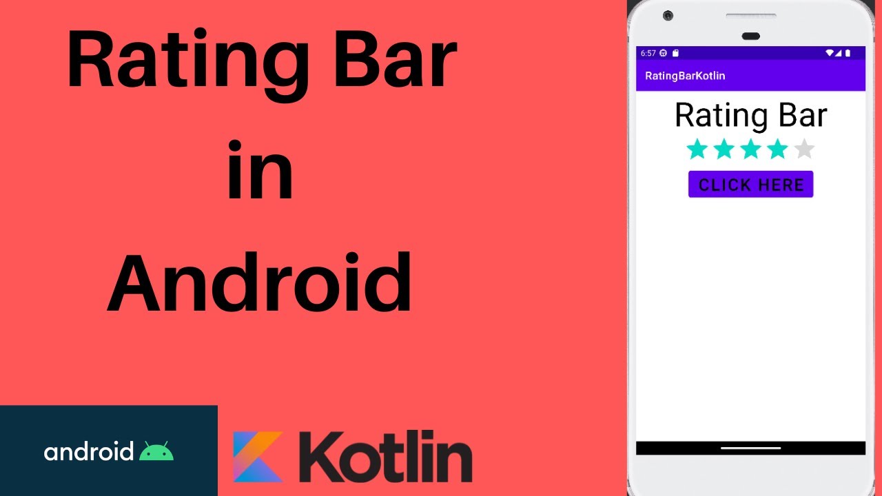 How to create Rating Bar in Android using Kotlin | Kotlin | Android Studio  Tutorial - Quick + Easy - YouTube