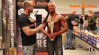 Classic Bodybuilding Athlet Kevin Lux im Interview am Stand von Great Body auf der Deutschen