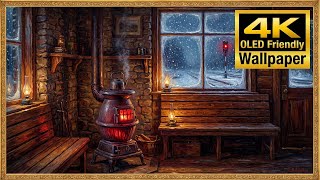 4K Wallpaper - Train Signal at Snow Station - Cozy Winter Waiting screenshot 2
