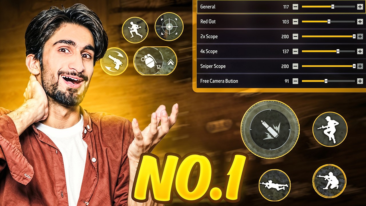 Revealing World NO.1 Rusher Free Fire Settings 😱 HS ACTION