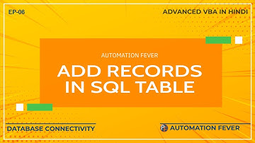 Add Records In SQL Table | Advanced VBA in Hindi