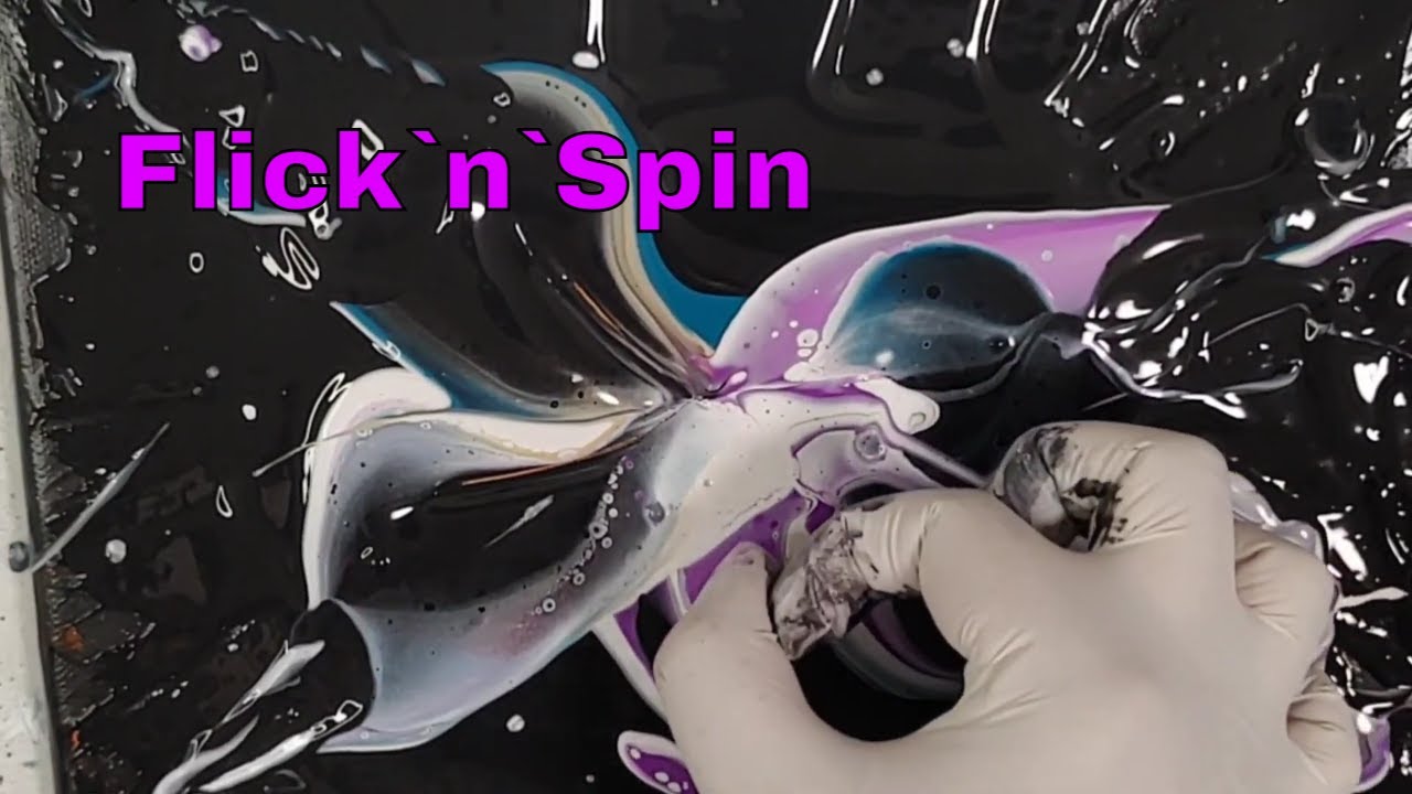 New Fluid Technique ~ Flick`n`Spin on Black ~ Fun And Beautiful 
