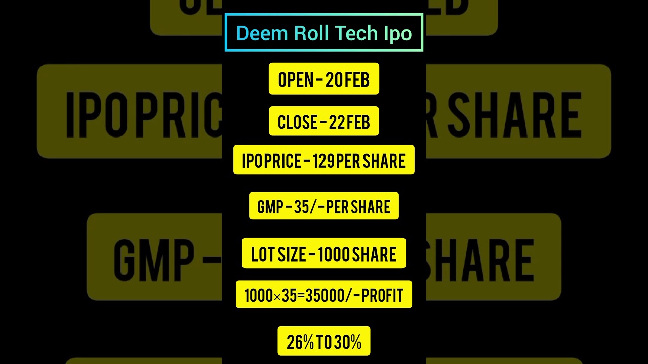 Deem Roll Tech IPO Gmp Today 