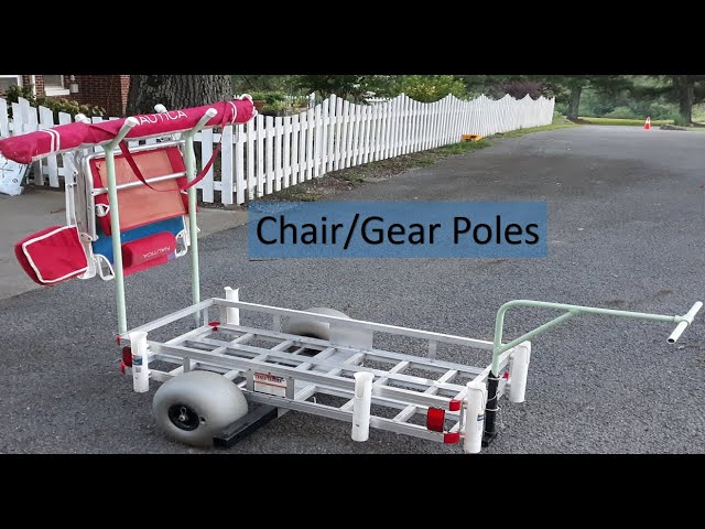 Harbor Freight Beach Cart  Chair Poles Added 