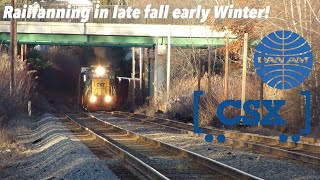 CSX trains on the Ex pan am district 2 in late fall early winter.