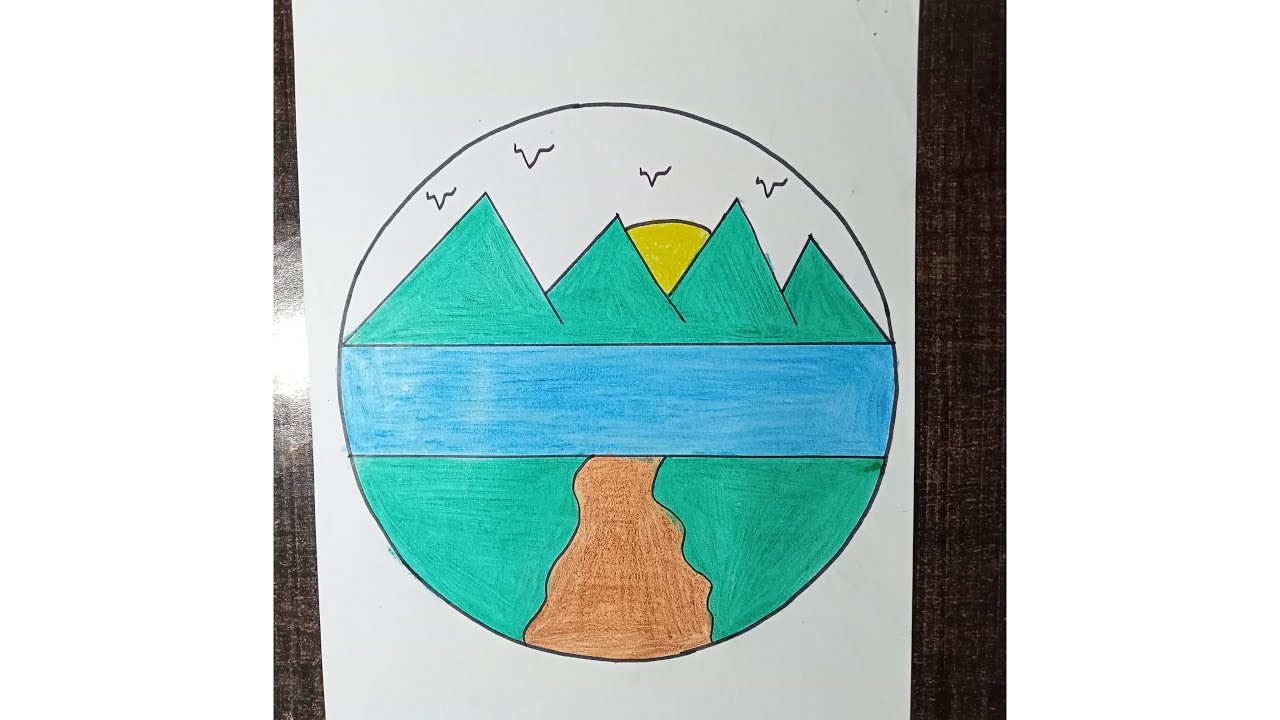 How to draw circle scenery drawing | easy drawing | step by step ...