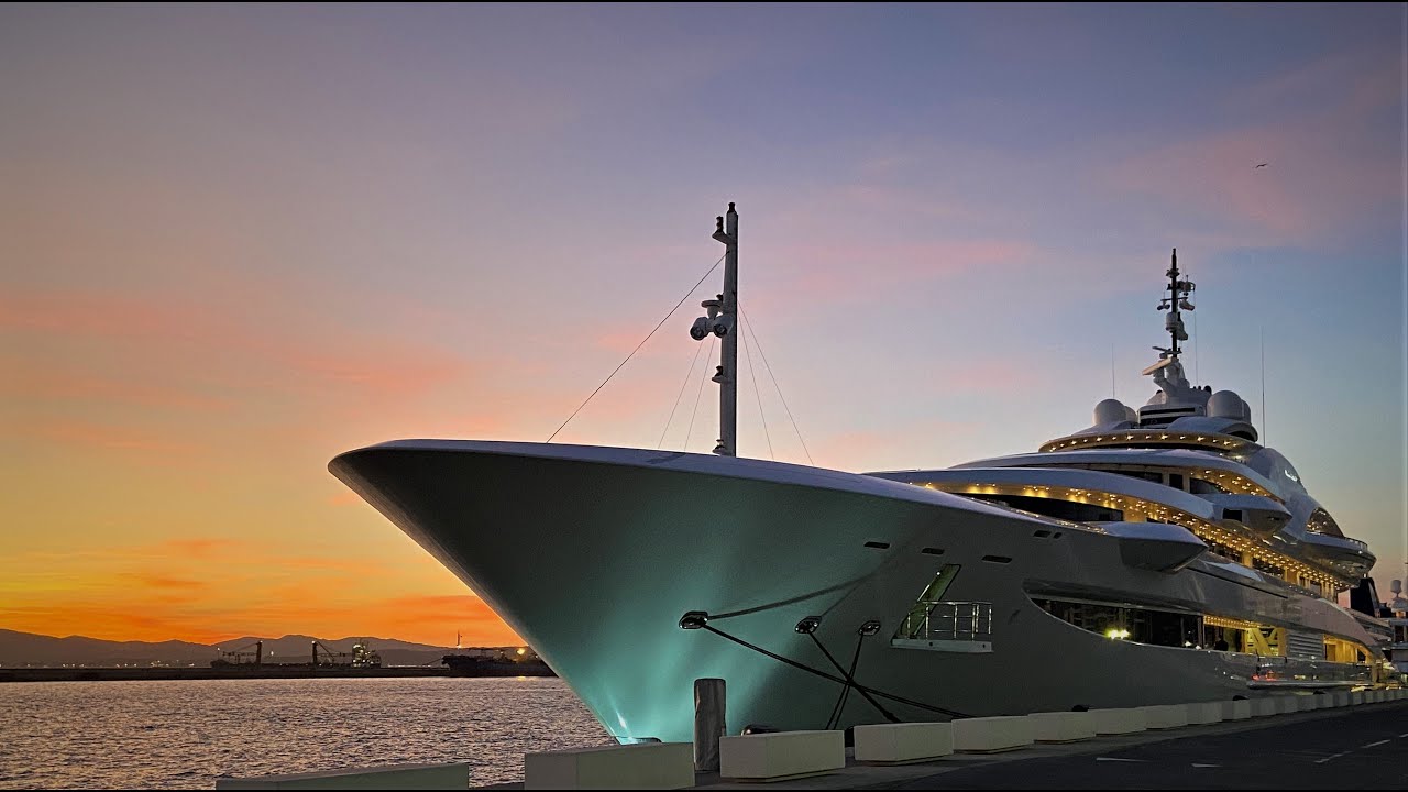 US$ 250 million 125m MY Maryah at sunset in Gibraltar