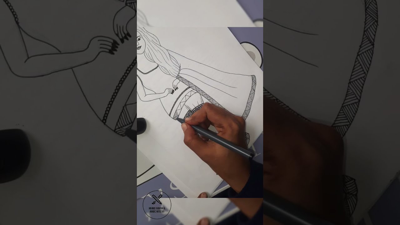 easy sarara dress art||zentangle art ideas