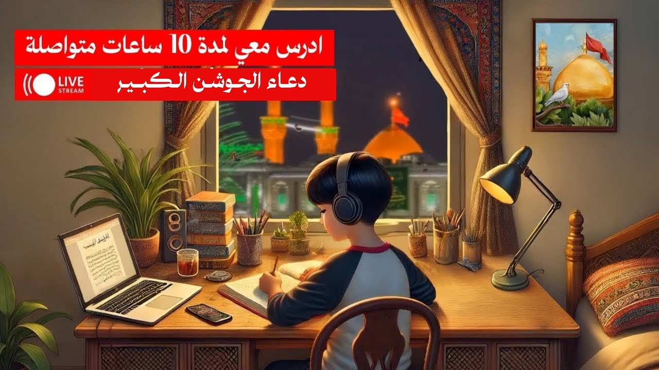 Study with Me | دراسة مع صوت علي الكعبي دعاء الجوشن الكبير وإطلالة على قبة الإمام الحسين
