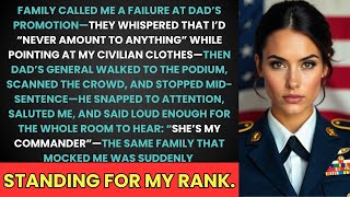 Family Called Me a Failure at Dad's Promotion—Then His General Said: 'She's My Commander'