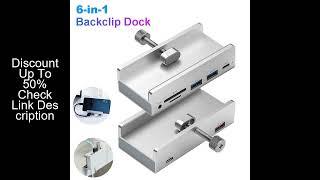 6-IN-1 Black Clip Dock 5Gbps USB 3.0 HUB Aluminum Alloy External Multi USB Splitter Adapter for Lapt