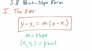 Algebra 1: 5.8 Point-Slope Form