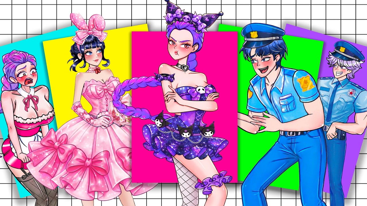 KUROMI RUMI HUNTRIX Sulks with Police SAJA BOYS  - Kpop Demon Hunters | Sticker Book Diy