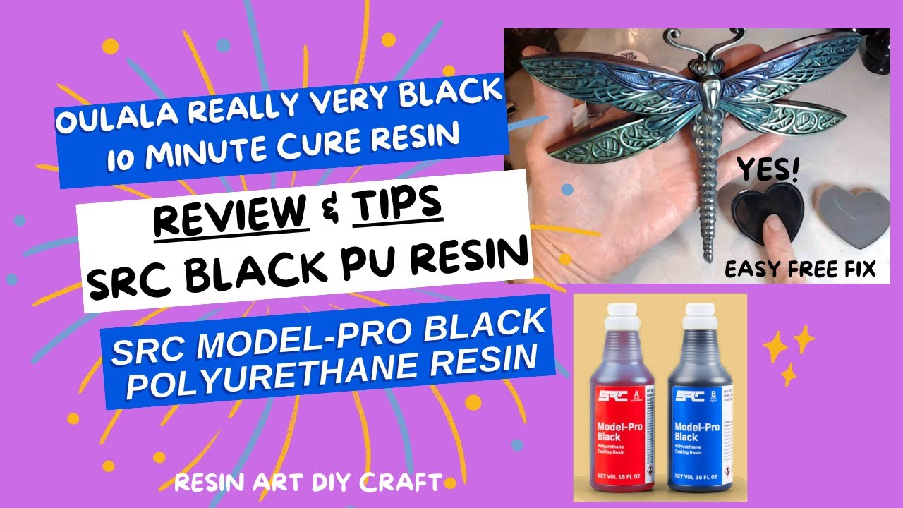 166 TIPS! REVIEW! 10 MIN CURE BLACK POLYURETHANE (PU) RESIN AND MICA FROM SRC RESIN ART DIY CRAFT