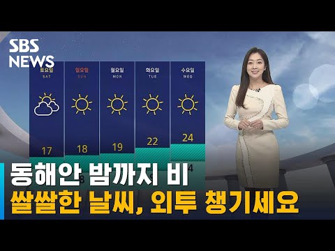 [날씨] 동해안 밤까지 비…쌀쌀한 날씨, 외투 챙기세요 / SBS