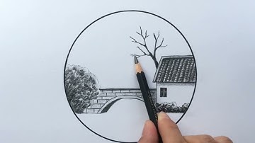 Vẽ TRANH PHONG CẢNH TRONG HÌNH TRÒN bằng BÚT CHÌ