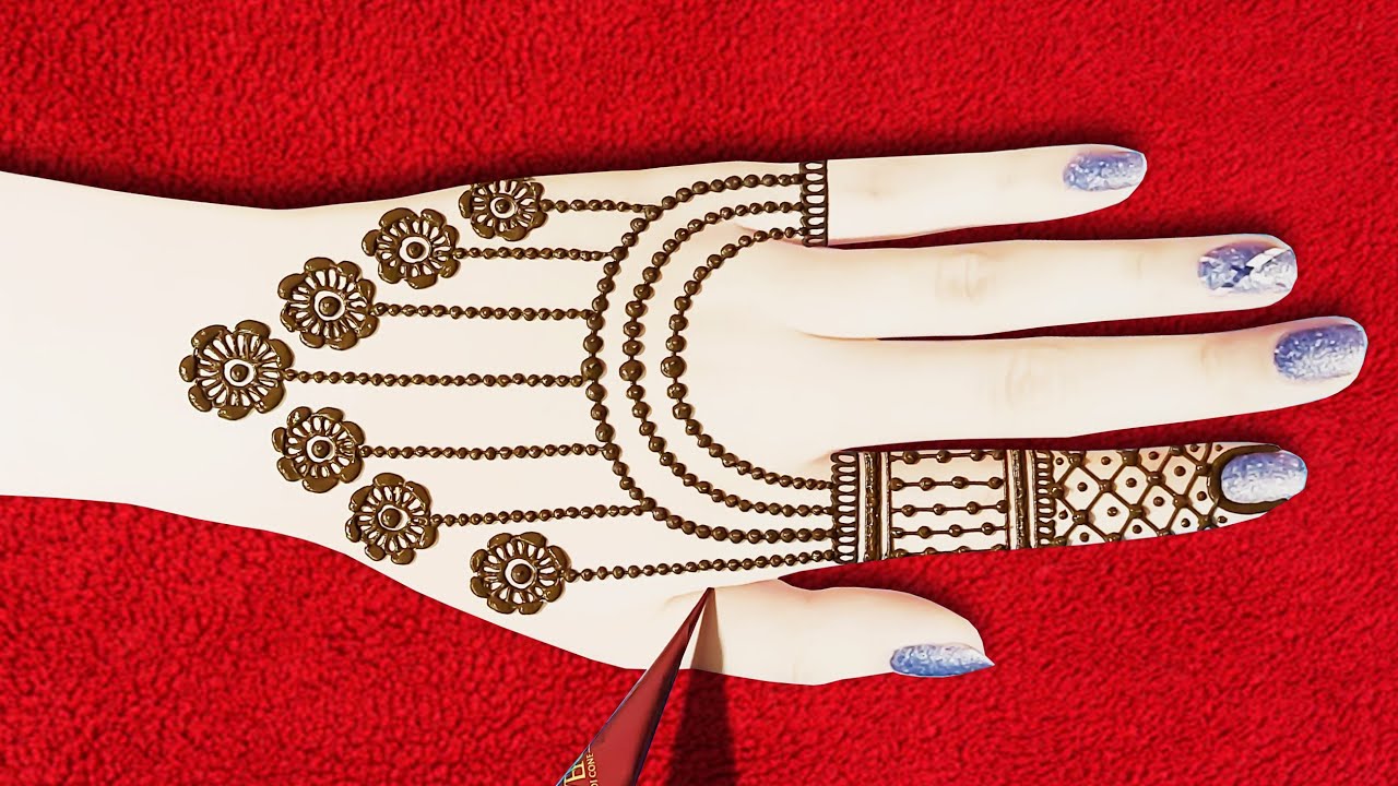 Amazing Easy Jewellery Mehndi Design for Back Hand-Simple Back ...