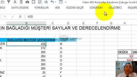Excel Form Kontrolleri - Kaydırma Çubuğu / Scroll Bar