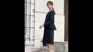 ペプラムノーカラージャケット&ミディアム丈コクーンワンピースの2点セットセレモニースーツ（商品番号：flo-fu-093a）｜Flolia