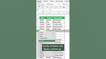 Insérer des lignes sur Excel