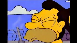 Homer punches Lenny in the back of the head