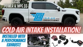 Cold Air Inductions Install & Review 2021 GMC Sierra AT4 6.2 L with a Performance Exhaust!