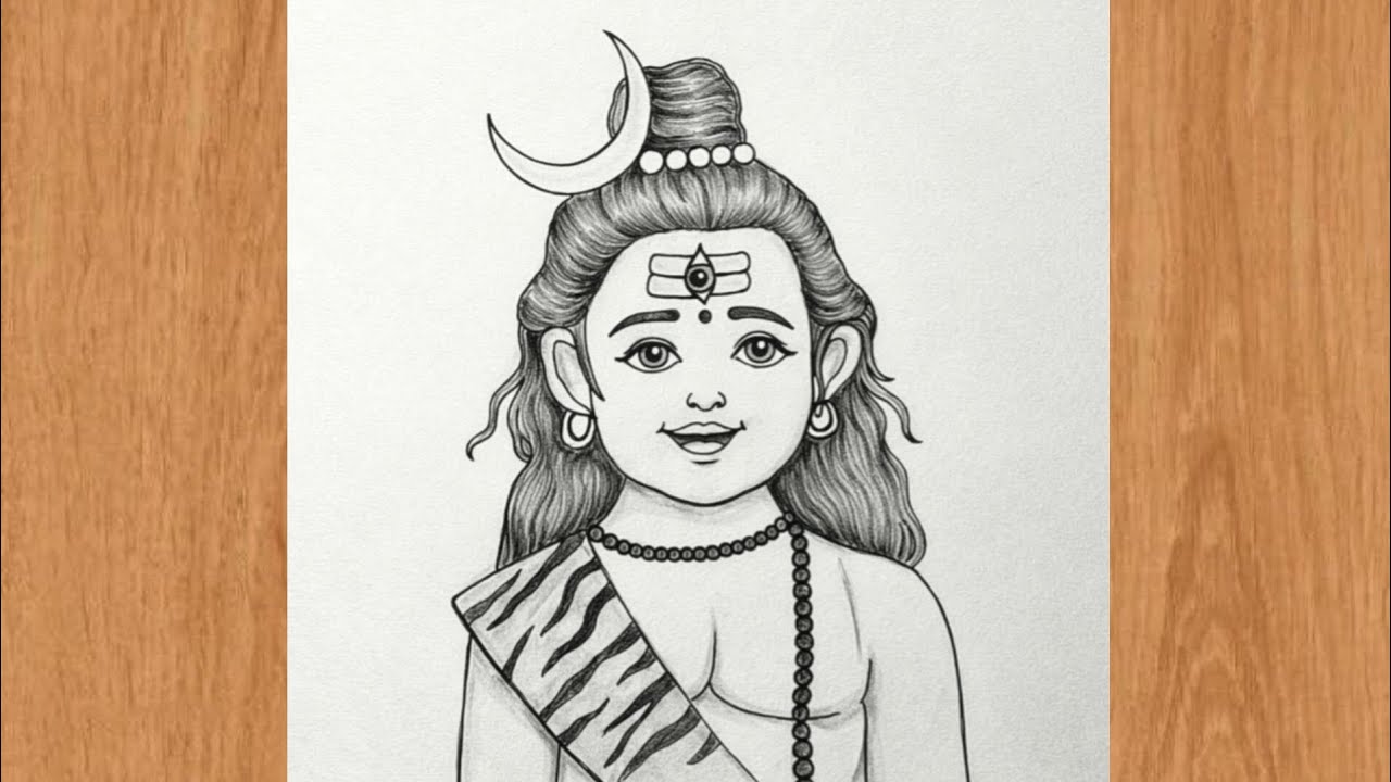 Easy Lord Shiva Pencil Drawing | Cute Bal Shiva Sketch Step by Step Easy & Beautiful Mahadev Sketch