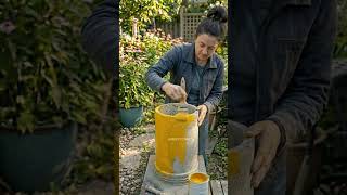 DIY Cement Cloth Planter Transformation 🌼 Easy Backyard Garden Craft #shorts #cementcraft