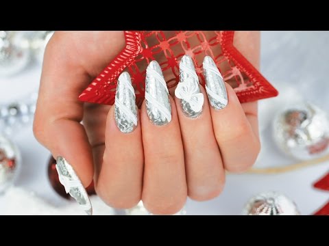 Christmas Nail Art Design With Snow White Ribbons - Step-By-Step Nail Art Video Tutorial