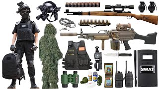 Special police weapon toy gun set unboxing, 98K sniper gun, M249 light machine gun, bomb dagger