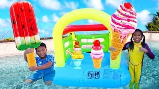 Wendy & Friends Pretend Play with Ice Cream Kids Toys by the Pool