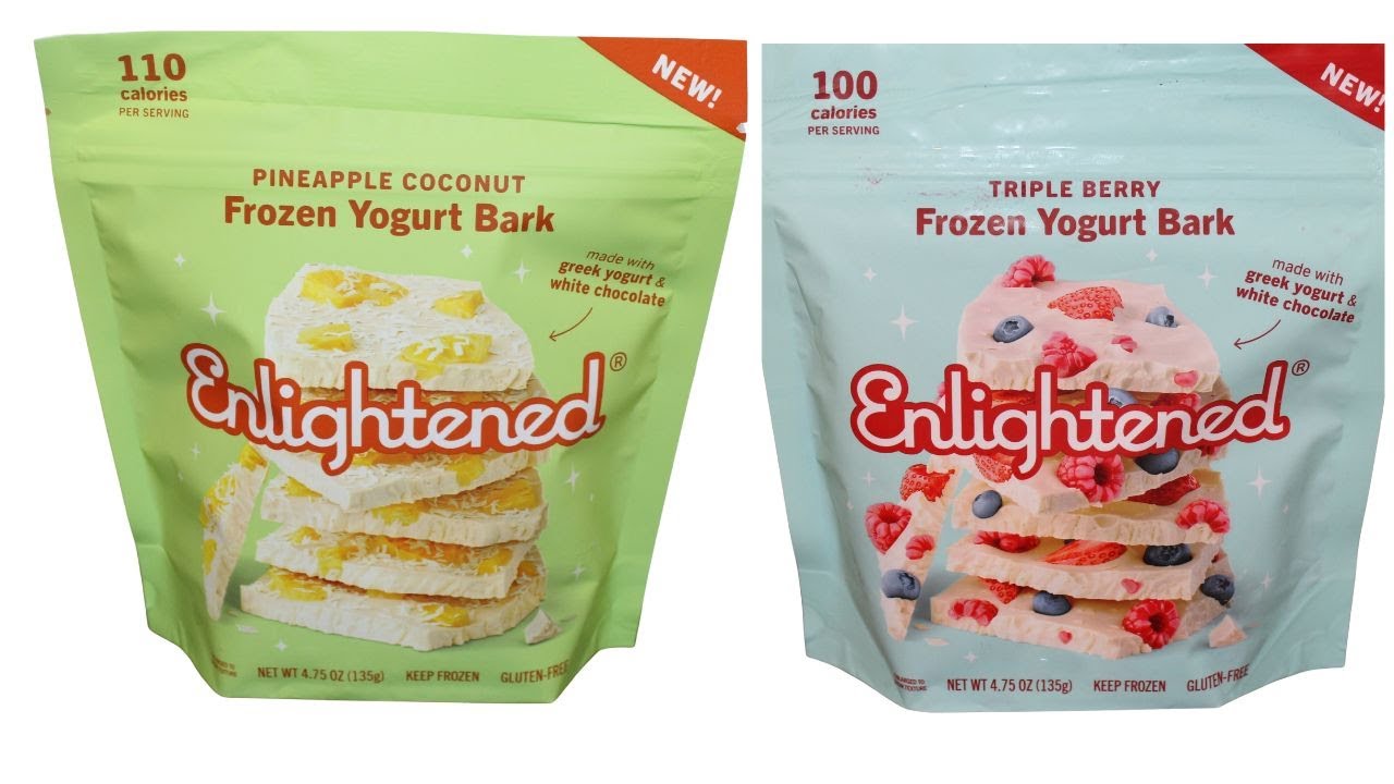 Enlightened Frozen Yogurt Bark Pineapple Coconut & Triple Berry Review