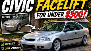 Sports Performance How to transform your Honda Civic on a Budget! Fog lights, headlights, front lip, grille! 