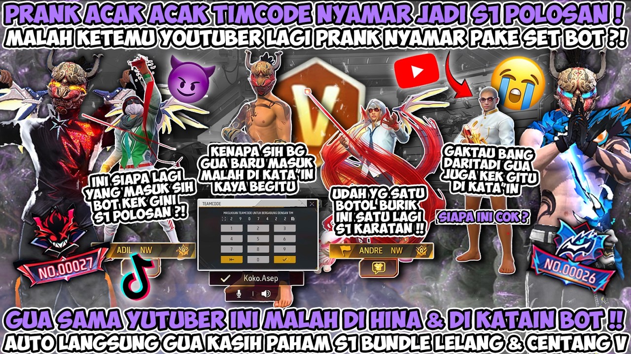 PRANK ACAK ACAK TIMCODE NYAMAR JADI S1 POLOSAN MALAH KETEMU YUTUBER LAGI NGE PRANK NYAMAE JADI BOT 😱