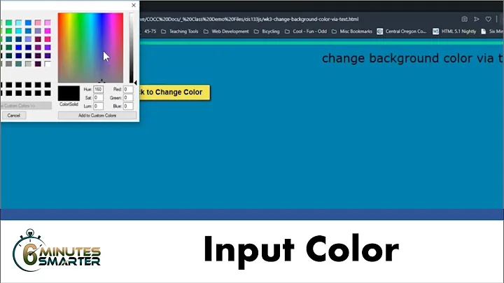 Use a JavaScript Function to Change Background Color with Input Textbox or Color Picker