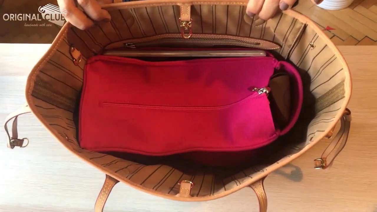 V-zip Style Felt Bag Organizer in blush pink for Neverfull MM and Neverfull  GM