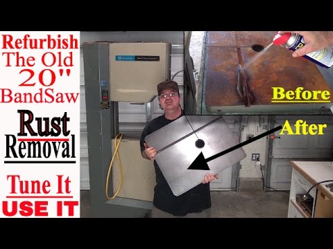 BandSaw Refurbish job, Remove Rust - Tune it & Use it Part 3 *New Vintage 20" band saw Project