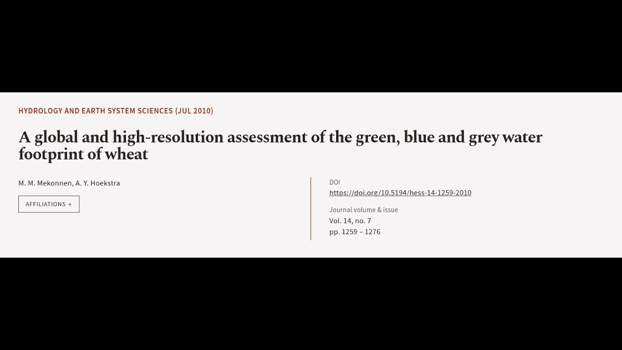 A global and high-resolution assessment of the green, blue and grey water footprint o... | RTCL.TV