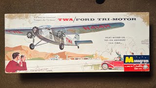 Monogram 1965 Ford Tri-Motor Vintage Model Airplane Kit Review Unboxing
