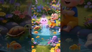 Baby Catches Sea Animals | Fishing Fun For Kids | Cartoon Video #shorts #kindergartensong #fishing.
